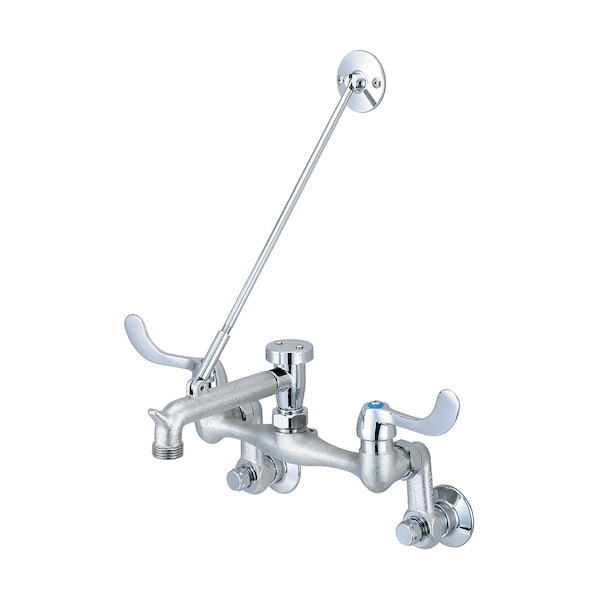 Two Handle Wallmount Service Sink Faucet, NPT, Wallmount, Rough Chrome, Number of Holes: 2 Hole